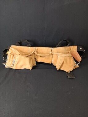 Husky Leather Tool Belt Adjustable Brown Suede NO. 527X Multi Pocket CLC Pouch